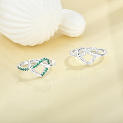 YL Love Knot Heart Promise Ring 925 Sterling Silver Infinity Rings Birthstone Anniversary Band for Women