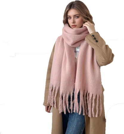 Women'S Winter Scarfs, Mohair Vintage Scarf for Women and Men, Large Chunky Scarf Cashmere Feel Blanket Wrap