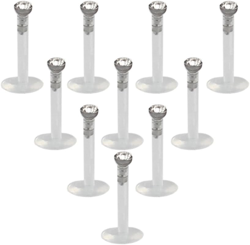 Ruifan 16G Clear UV Flexible Acrylic 2Mm CZ Gem Labret Monroe Lip Ring Tragus Helix Cartilage Earring Stud Barbell Body Piercing Jewelry