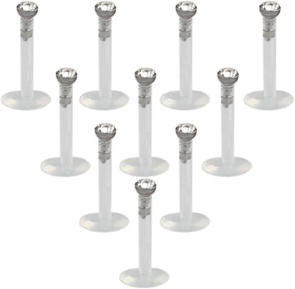 Ruifan 16G Clear UV Flexible Acrylic 2Mm CZ Gem Labret Monroe Lip Ring Tragus Helix Cartilage Earring Stud Barbell Body Piercing Jewelry