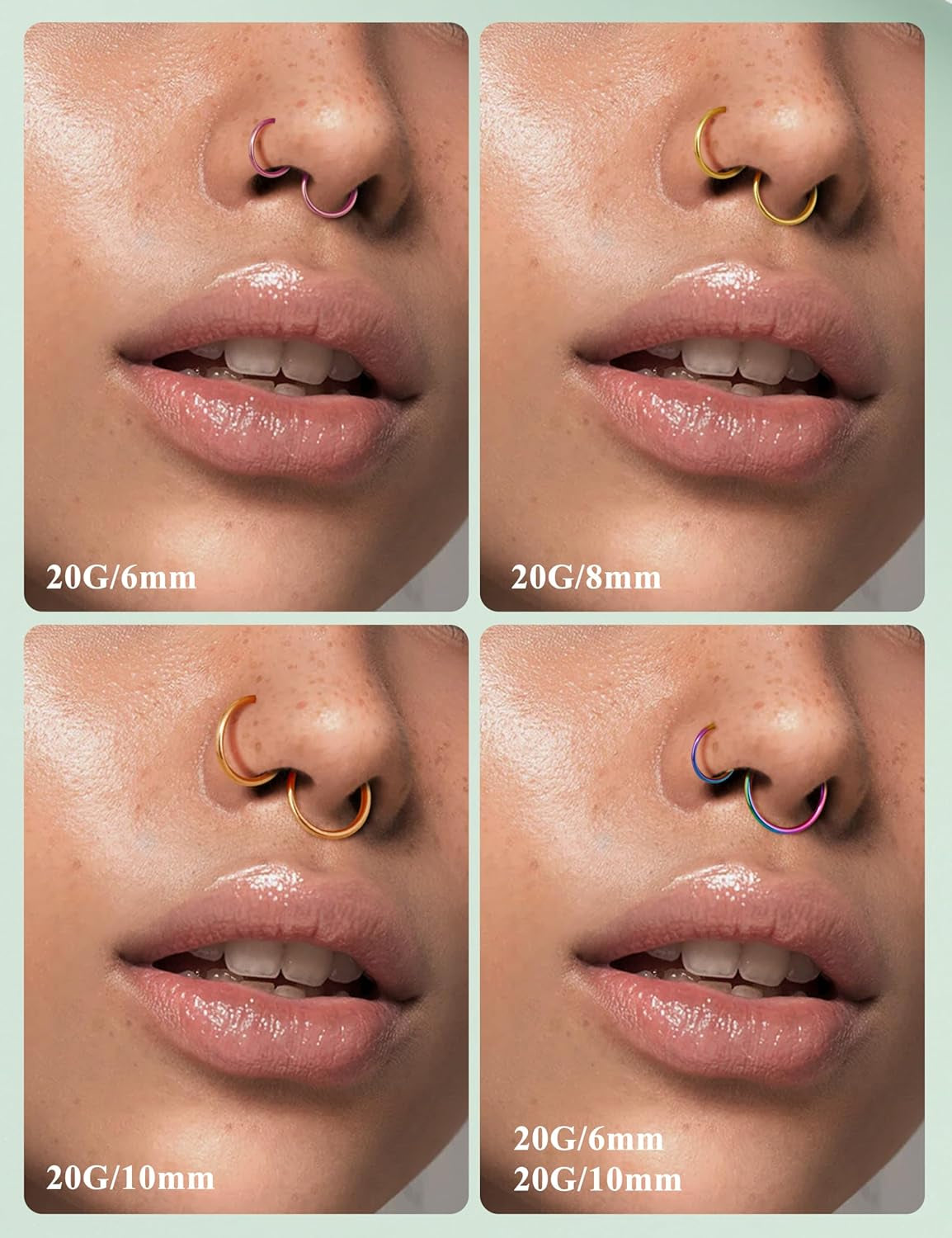 Drperfect 36Pcs 20G Nose Ring Hoop for Women Men 316L Stainless Steel Helix Tragus Lip Septum Ring Cartilage Earring Hoop Piercing Jewelry