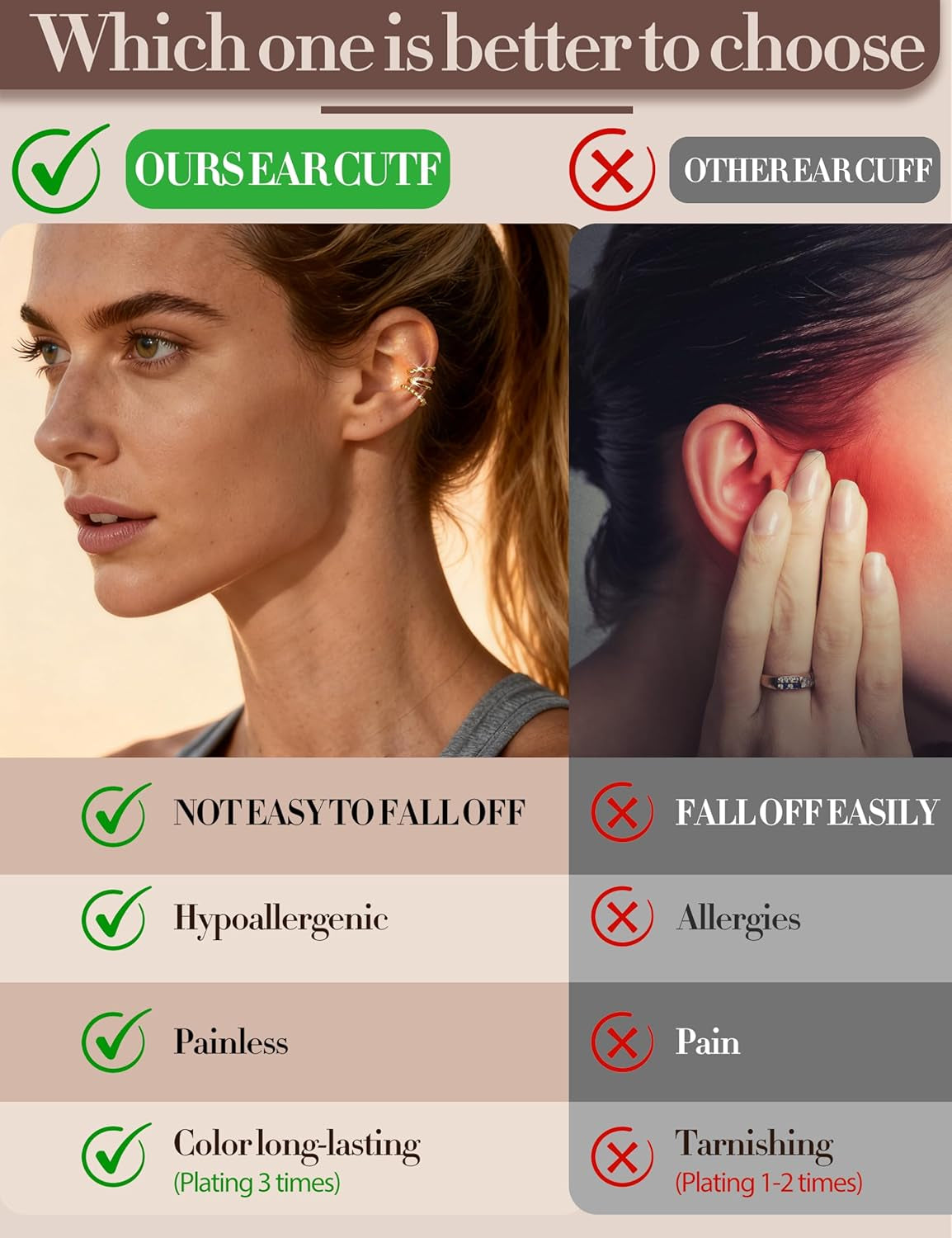 9PCS Ear Cuffs Earrings for Women Non Piercing 14K Gold Plated - Hypoallergenic Adjustable Ear Cuffs Trendy Non Tarnish Clip on Cartilage Fake Earring Stacks Wrap Jewelry