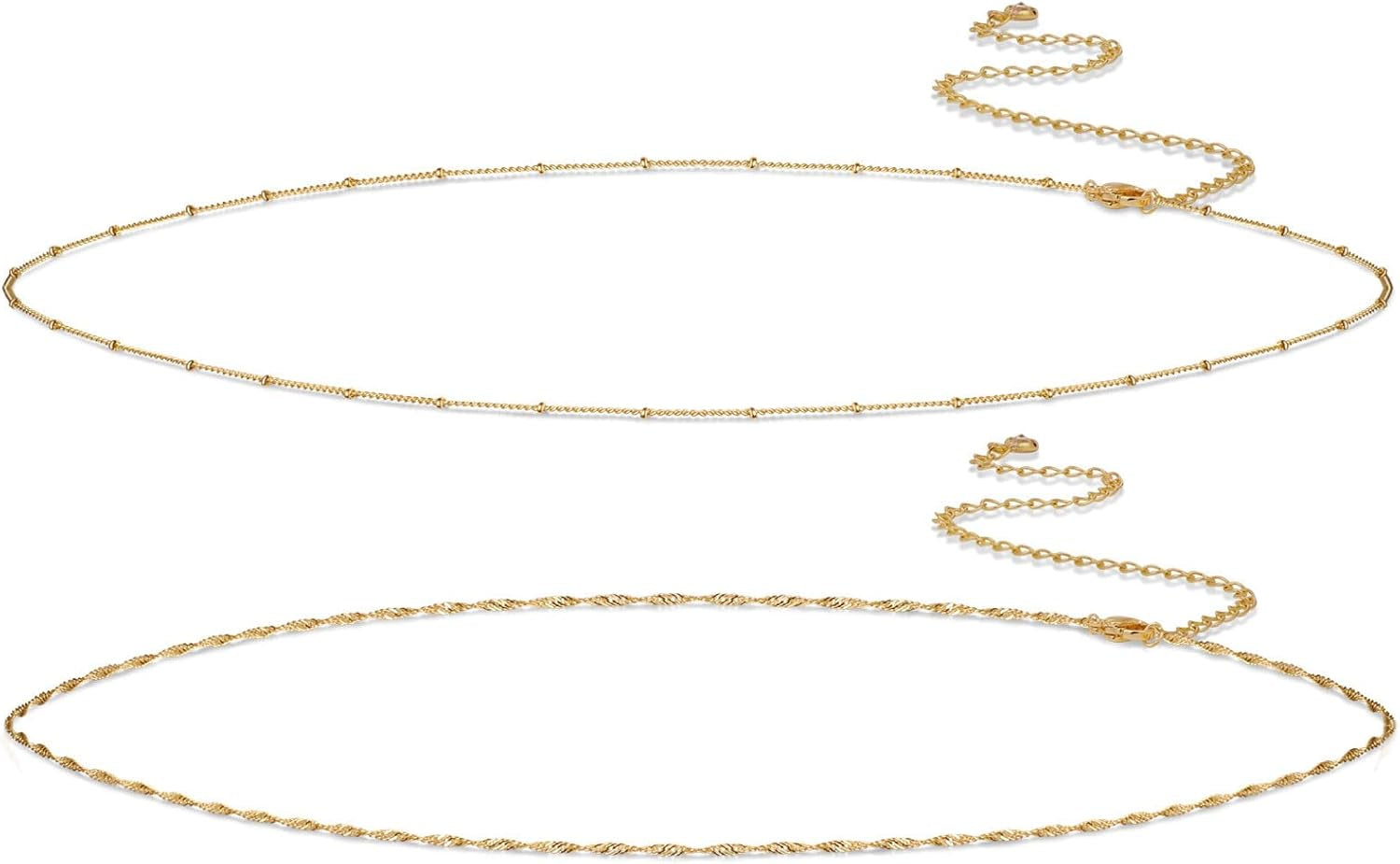 14K Gold/Sterling Silver Plated Waist Chain for Women Waterproof,Body Jewelry Chains Sexy Bikini 2PCS Belly Belt Beach Summer Gift Adjustable 26.5-33Inch