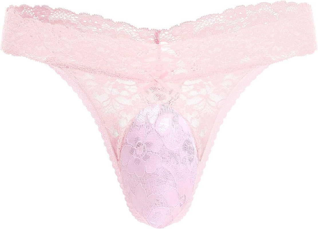 Sheer sissy thong panties from back showing T-back strap style