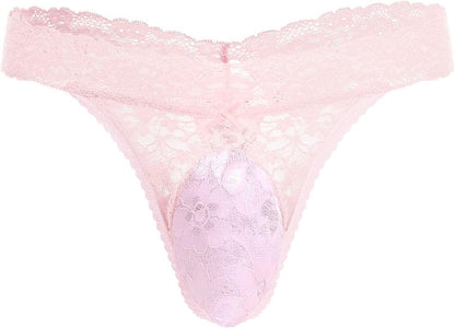 Sheer sissy thong panties from back showing T-back strap style