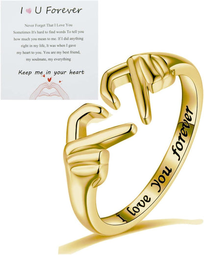 Adjustable Hand Heart Irish Claddagh Ring, Love Heart Claddagh Couple Ring Promise for Women, Heart Jewelry Valentine'S Day Rings Mothers Day Valentines Holiday Friends