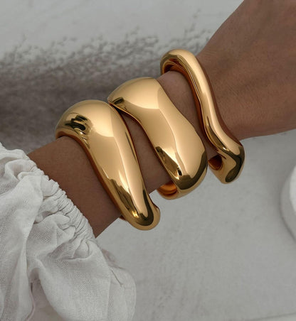 High polished gold bangles non-tarnish jewelry