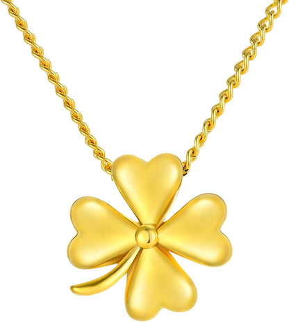 Four-Leaf Clover Necklace for Women–18K Gold-Plated,Luck Good Fortune Pendant,Stylish Jewelry Gift,Lucky Charm Necklace