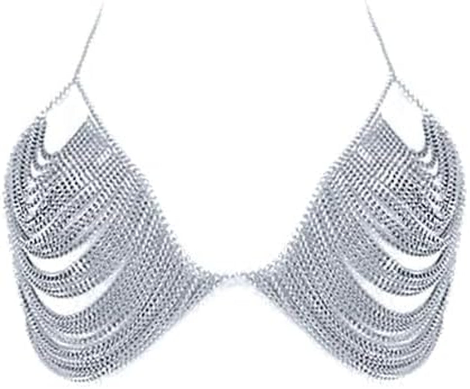YWCUTE Women'S Sexy Body Chain Multi Layer Chest Chain Fashion Bra Chain Accessories Gift Body Jewelry