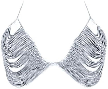 YWCUTE Women'S Sexy Body Chain Multi Layer Chest Chain Fashion Bra Chain Accessories Gift Body Jewelry