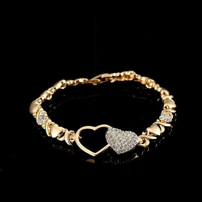 Giffor 4PCS 18K Gold Filled XOXO Jewelry Sets for Women Necklace Wedding Jewelry Birthday Gifts for Women Jewelry Earrings with Bracelet and Rings Halloween Party