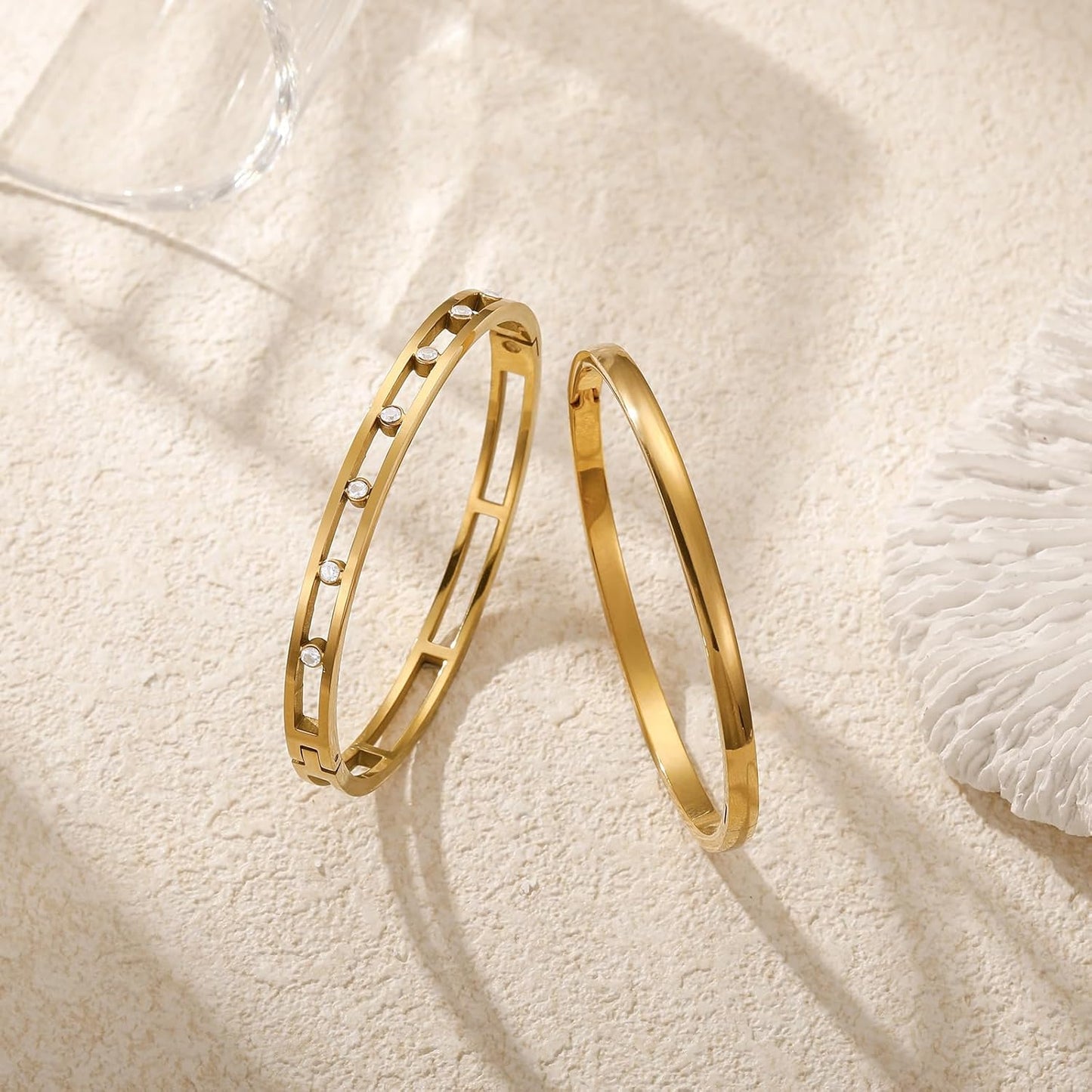Gold Bangle Bracelets for Women, 18K Gold/Silver Plated Bangles for Women Gold Bracelets for Women Cuff Bracelet Tarnish Free Jewelry for Women Accessories for Her Gifts