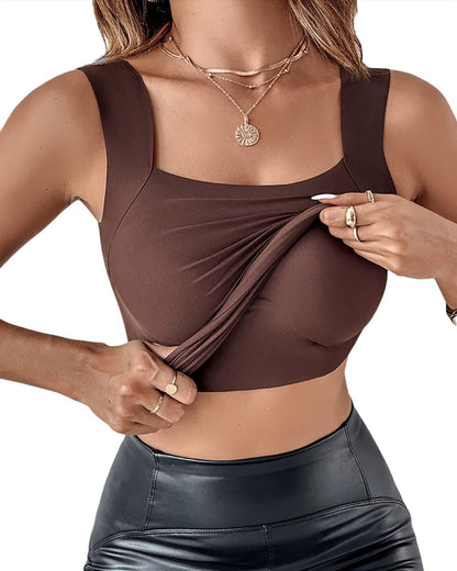 Womens workout shapewear tank with built-in support bra