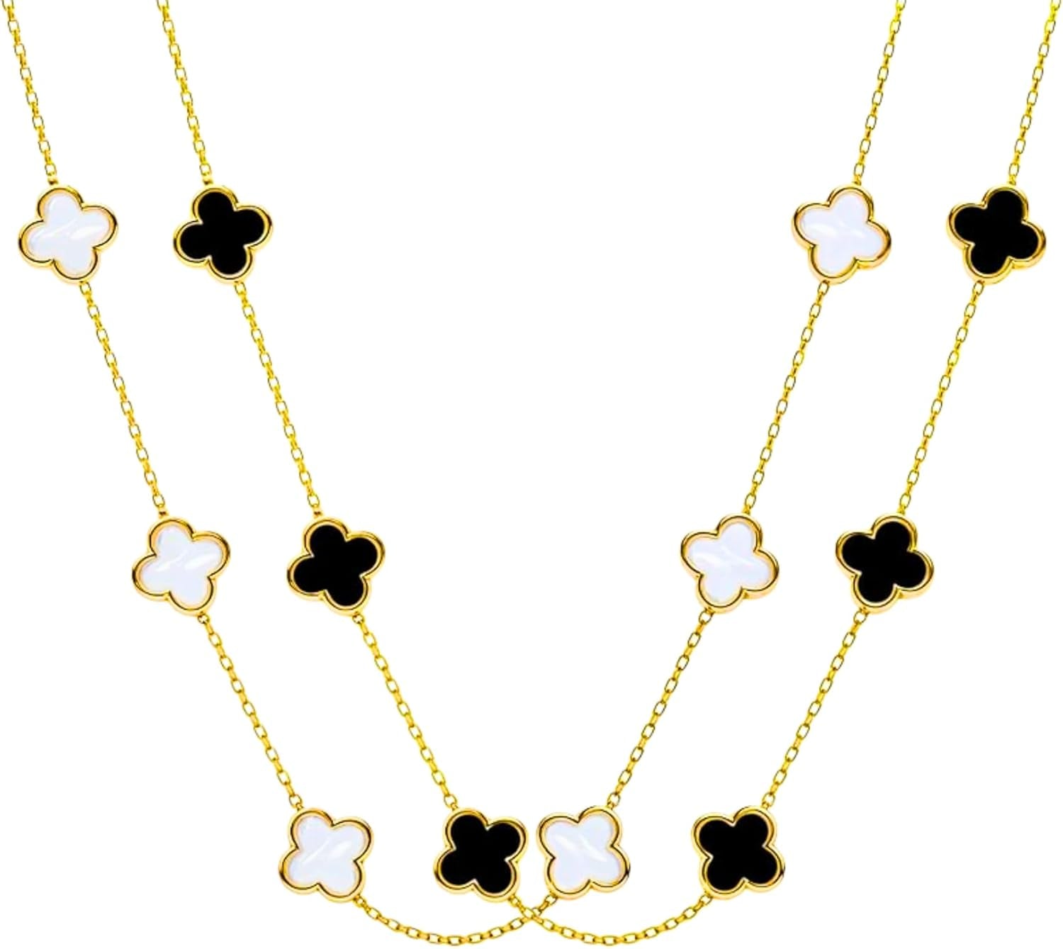2 PC Set I 18K Gold Plated Four Leaf Clover Necklace I Dainty Clover Necklaces for Women I Mothers Day Gift I Anniversary I Wedding I Occasion