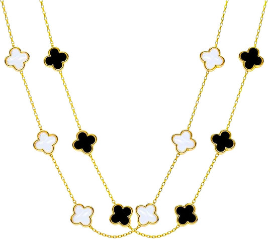 2 PC Set I 18K Gold Plated Four Leaf Clover Necklace I Dainty Clover Necklaces for Women I Mothers Day Gift I Anniversary I Wedding I Occasion