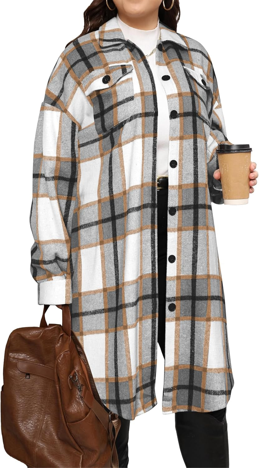 ZAAYO women's flannel coat in large oversized sizing
