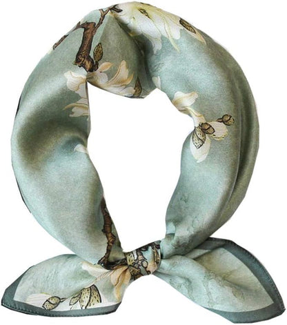 ANDANTINO 100% Mulberry Silk Scarf -21” Lightweight Square Neckerchief – Breathable Digital Printed Scarves with Gift Packed