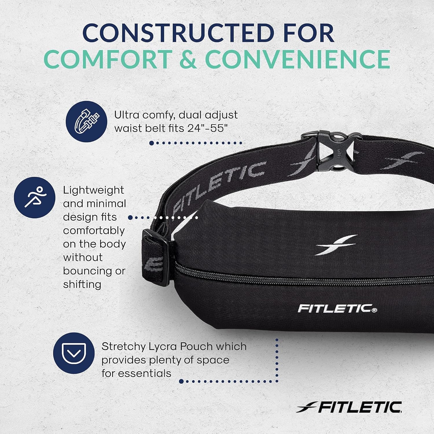 Runner wearing compact sports belt with hands-free phone storage