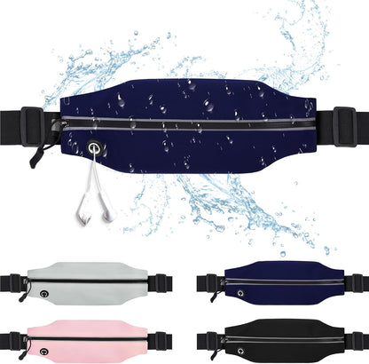 Slim Running Belt for Men and Women Waist Fanny Pack Phone Holder Pouch Bag Reflective Zipper Pocket Workout Cycling Fitness