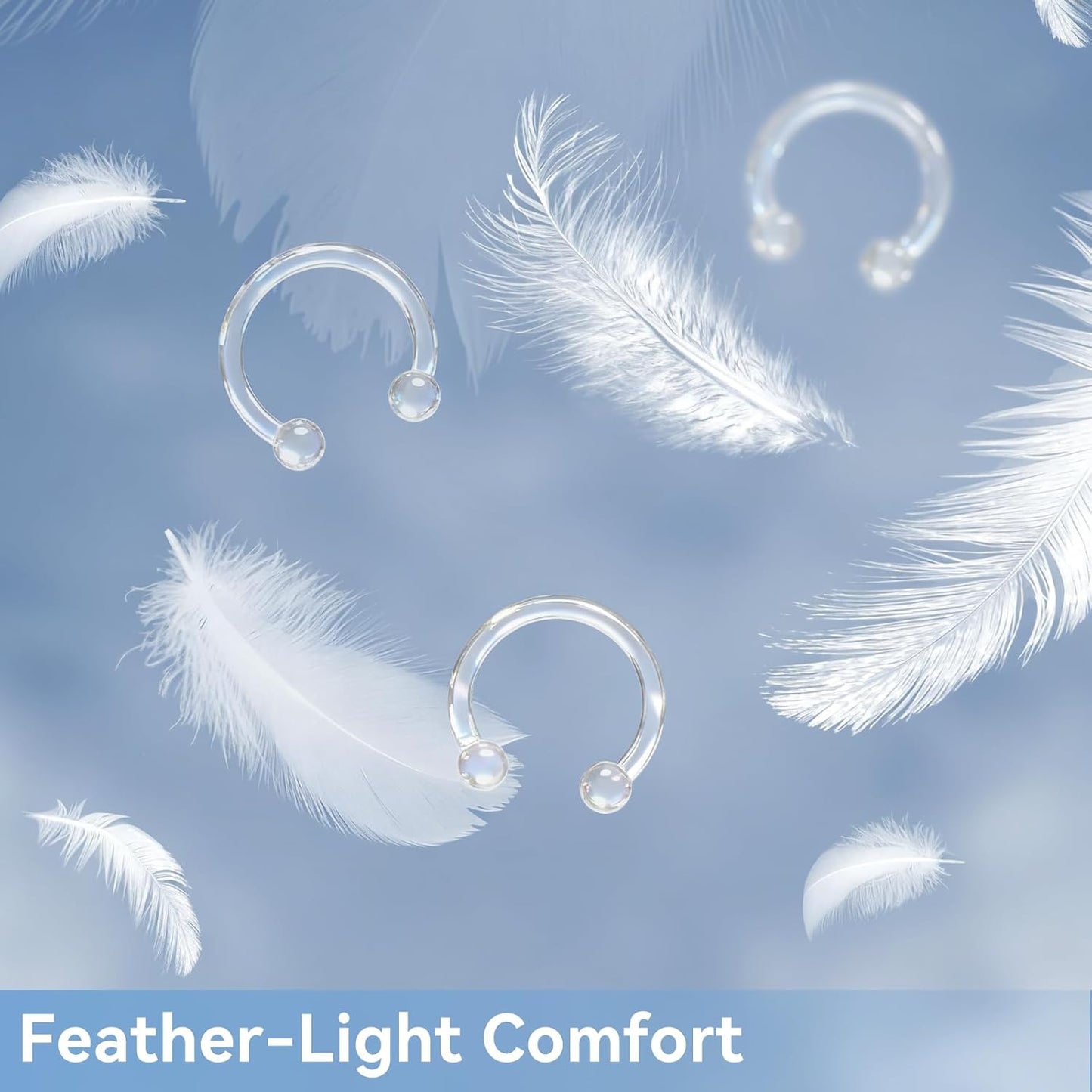 Bioflex Invisible Piercing Retainers 15Pcs, Medical Grade Clear Nose Rings for Surgery Work, Nose Lip Eyebrow Cartilage Retainer