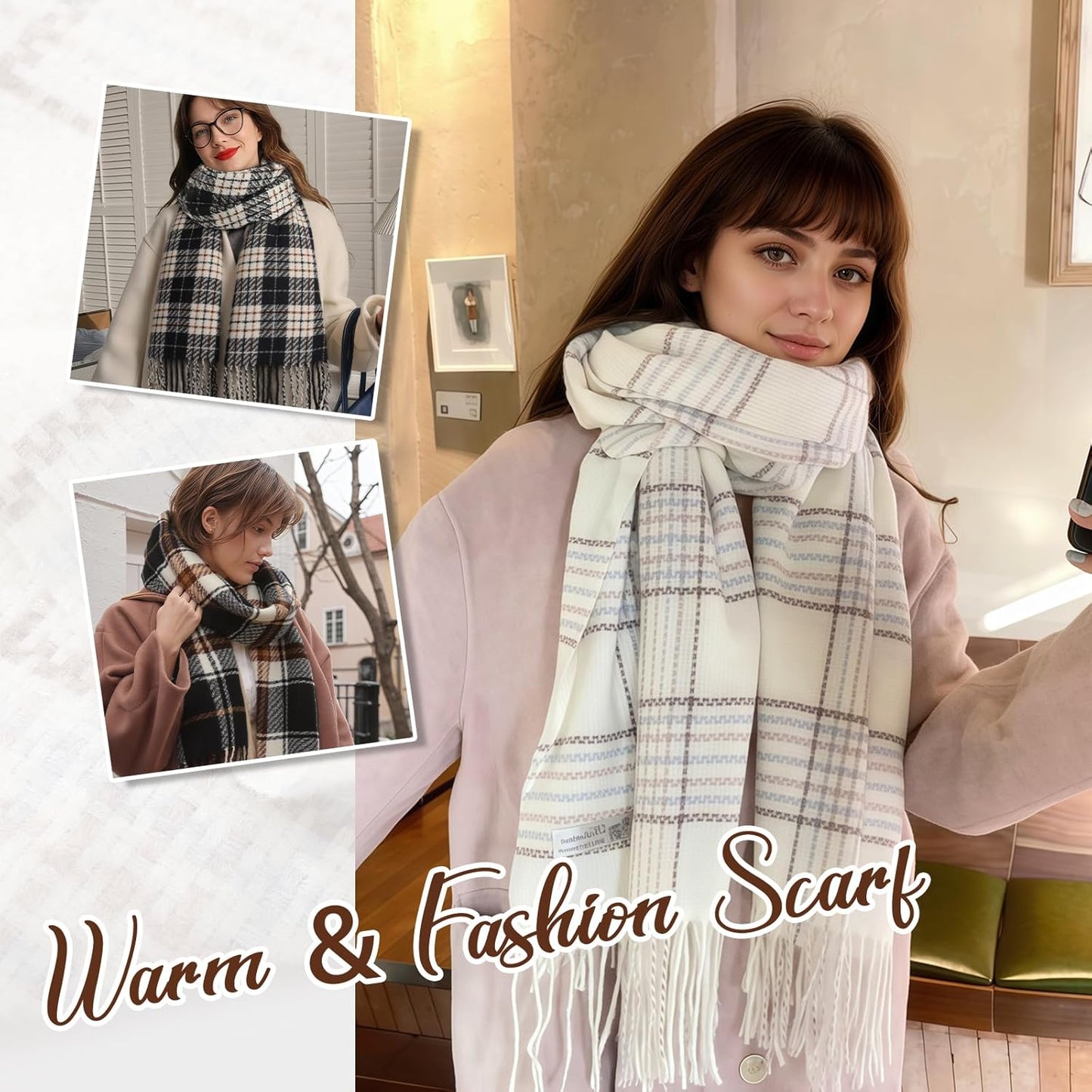 Clothirily Women'S Winter Scarf - Warm Pashmina Shawls and Wraps for Evening Dress Winter Fashion Scarves Ladies Gifts