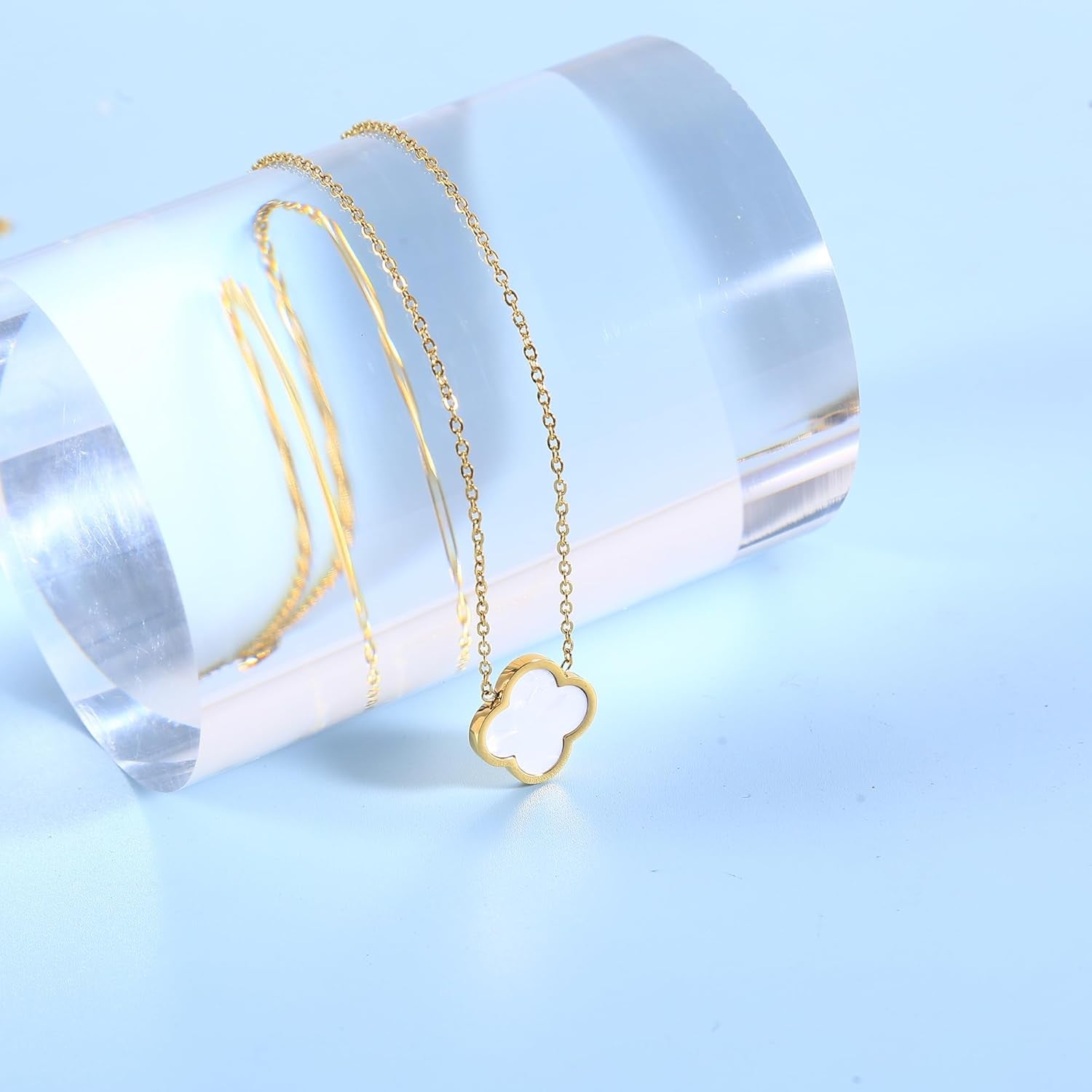 3 PC Set 18K Gold Plated Clover Necklace Dainty Four Leaf Clover Necklaces for Women Mothers Day Gift Birthday Valentine'S Day Charm Necklace