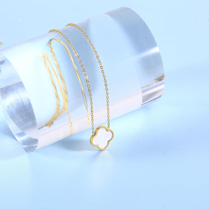 3 PC Set 18K Gold Plated Clover Necklace Dainty Four Leaf Clover Necklaces for Women Mothers Day Gift Birthday Valentine'S Day Charm Necklace