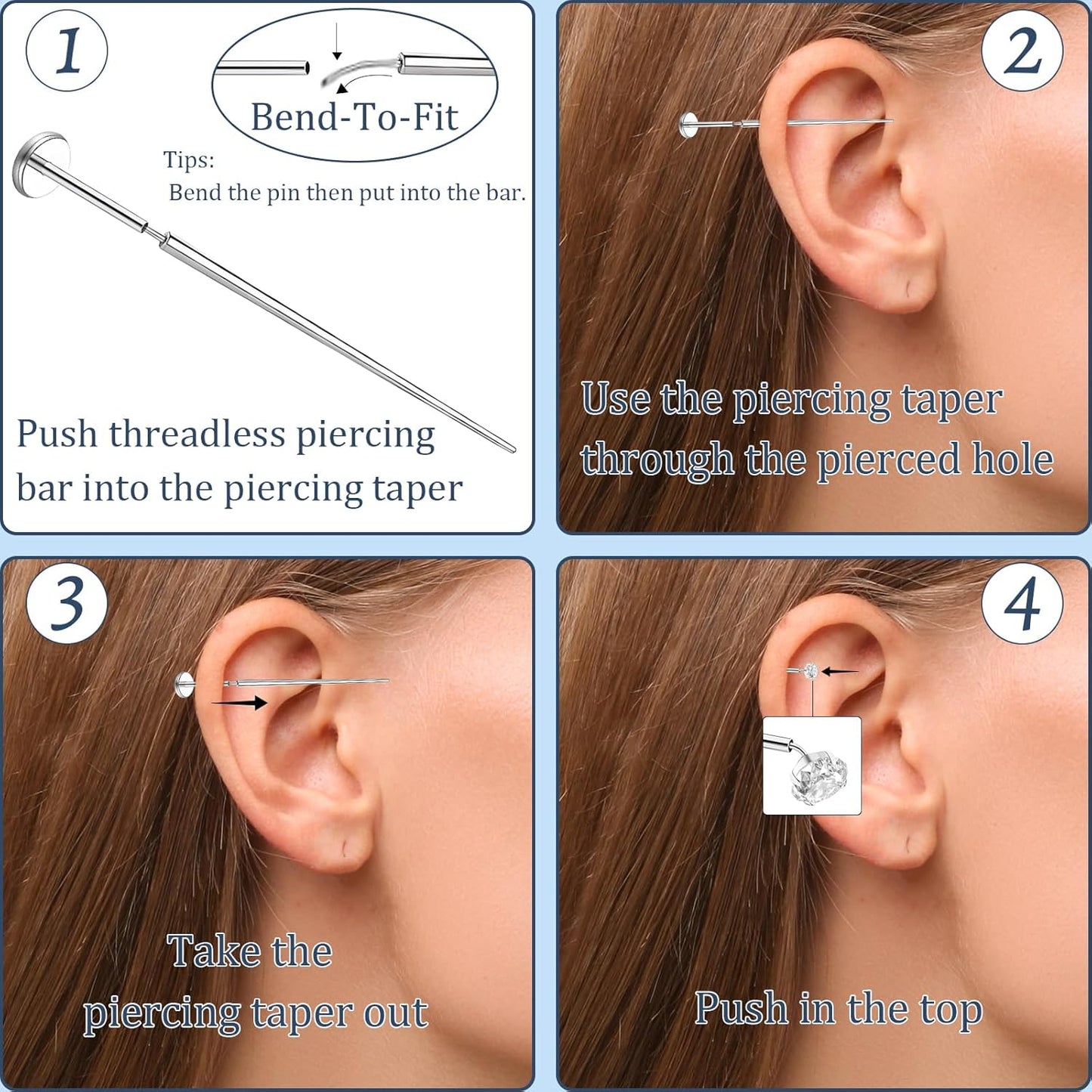 Flat Back Stud Earrings Cartilage Earrings for Women Men Hypoallergenic Threadless Flat Back Earring Surgical Steel Earring Tragus Helix Labret Lip Medusa Conch Body Piercing Jewelry