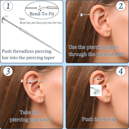 Flat Back Stud Earrings Cartilage Earrings for Women Men Hypoallergenic Threadless Flat Back Earring Surgical Steel Earring Tragus Helix Labret Lip Medusa Conch Body Piercing Jewelry