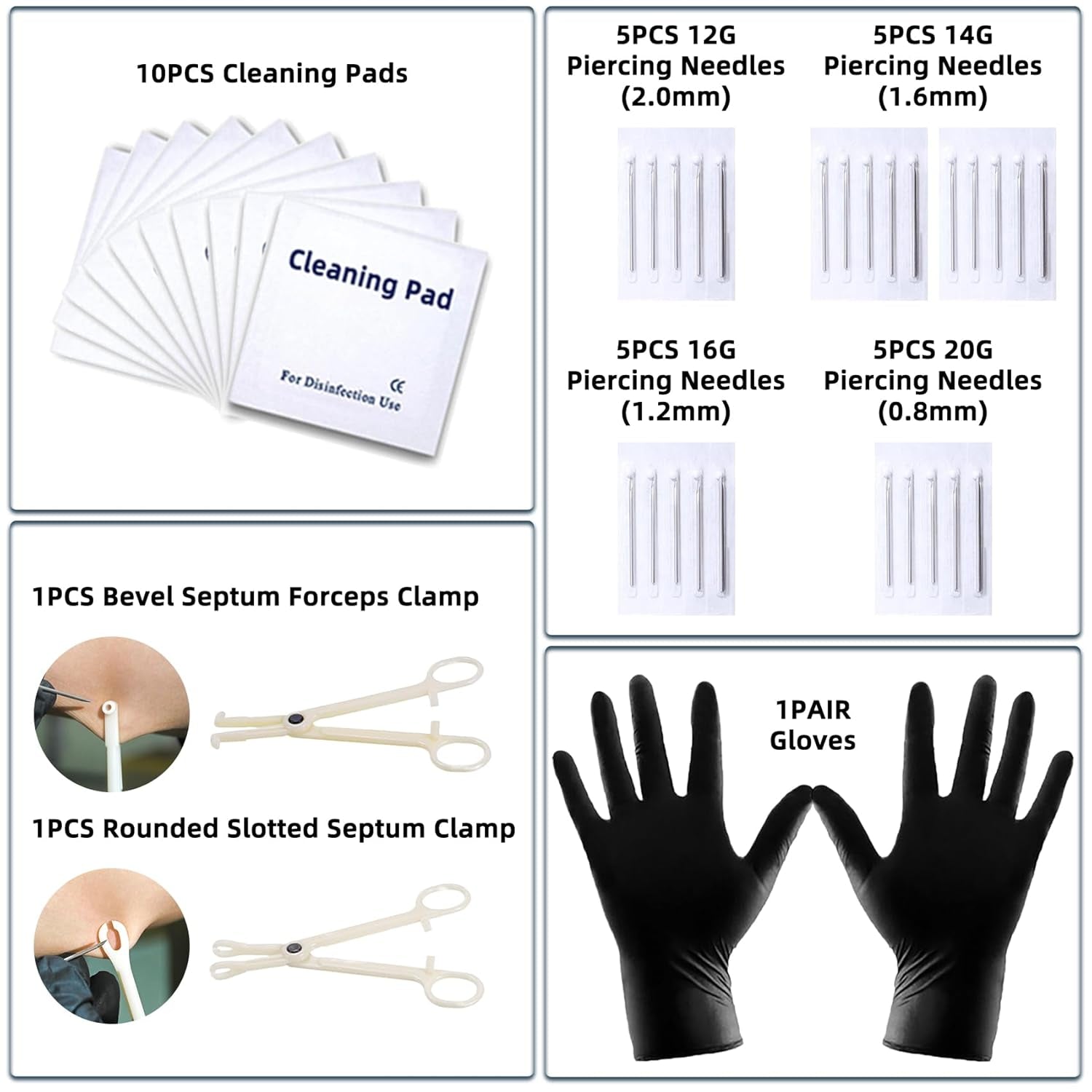 153Pcs Piercing Kit: 12G, 14G, 16G, 20G Needles & 316L Stainless Steel Jewelry for Nose, Belly, Lip, Ear & More