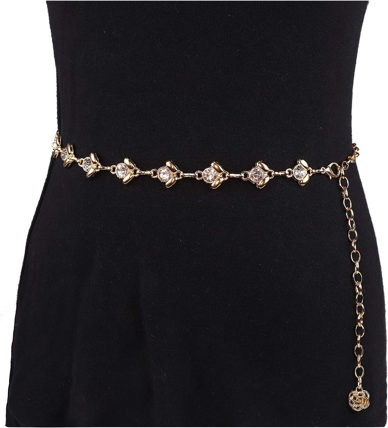 Suyi Chain Belts for Women Rhinestone Waist Chain for Dress