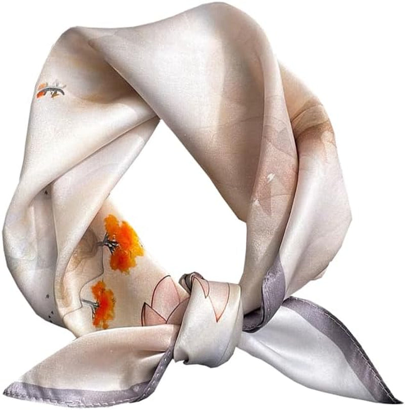 ANDANTINO 100% Mulberry Silk Square Scarf for Hair-25.6" X25.6'' Women Men Natural Silk Neckerchief Digital Printed Headscarf