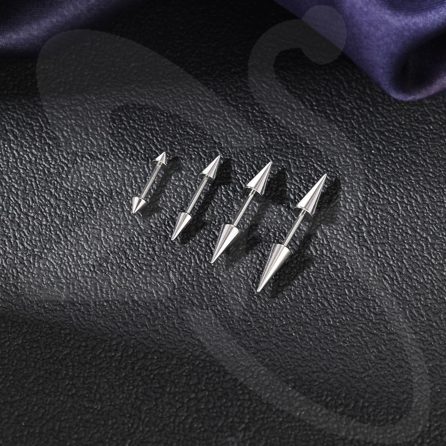 ZS 16G/18G Spike Cartilage Tragus Helix Piercing, Stainless Steel Spike Stud Earrings Internal Thread Curved Barbell Nose Bridge Rings Snake Bite Piercing Jewelry for Women Men