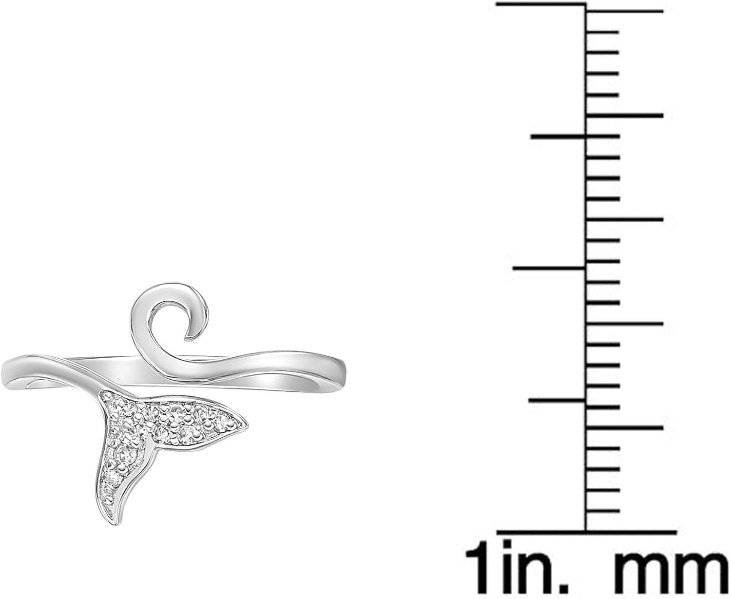 Lavari Jewelers 1/20 Carat Natural Diamond Dolphin Tail Open Toe Ring for Women I 925 Sterling Silver Toe Ring for Her (H-I, I2-I3, 0.04 Cttw) Hypoallergenic Mermaid Tail Adjustable Toe Band