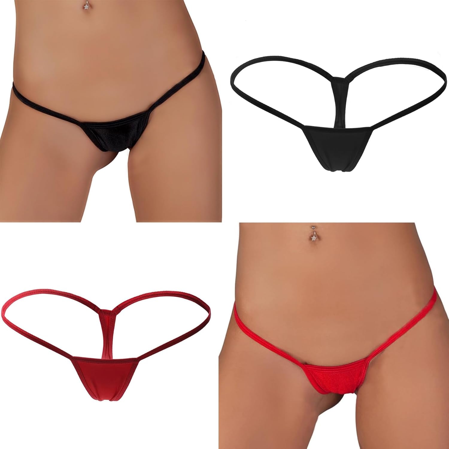 Model wearing women g-string thong underwear low rise fit