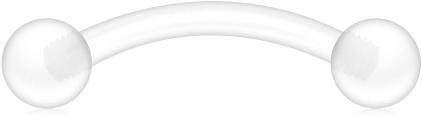 Ruifan Clear UV Flexible Bioflex Acrylic Body Piercing Jewelry Kit Set for Nose Septum Horseshoe Earring Eyebrow Tongue Nipple Lip Ring Stud 14G 16G