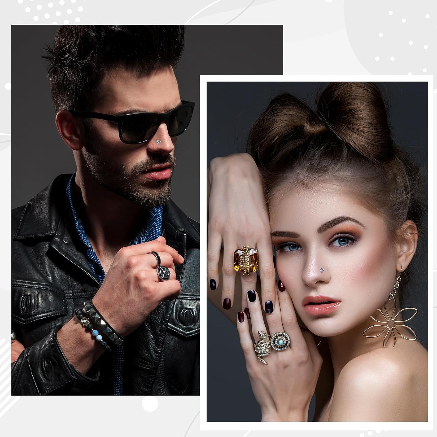 20 Pieces Curved Nose Stud Stainless Steel Nose Ring Crystals L Bend Nose Screw Piercing Jewelry, 20 Gauge