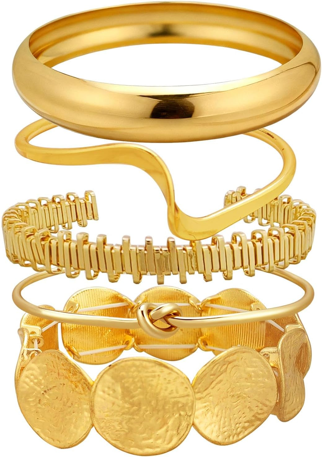 FUNOJOY Bangle Bracelets Set for Women, Multi Layer Stackable Cuff Bracelets, Boho Open Adjustable Bangle Jewelry Gift for Her