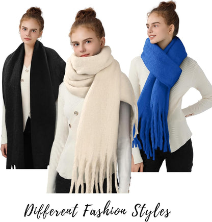 Premillow Women'S Mohair Winter Scarf Pure Color, Warm Winter Scarf for Women and Men, Soft Luxurious Cashmere Feel Scarfs