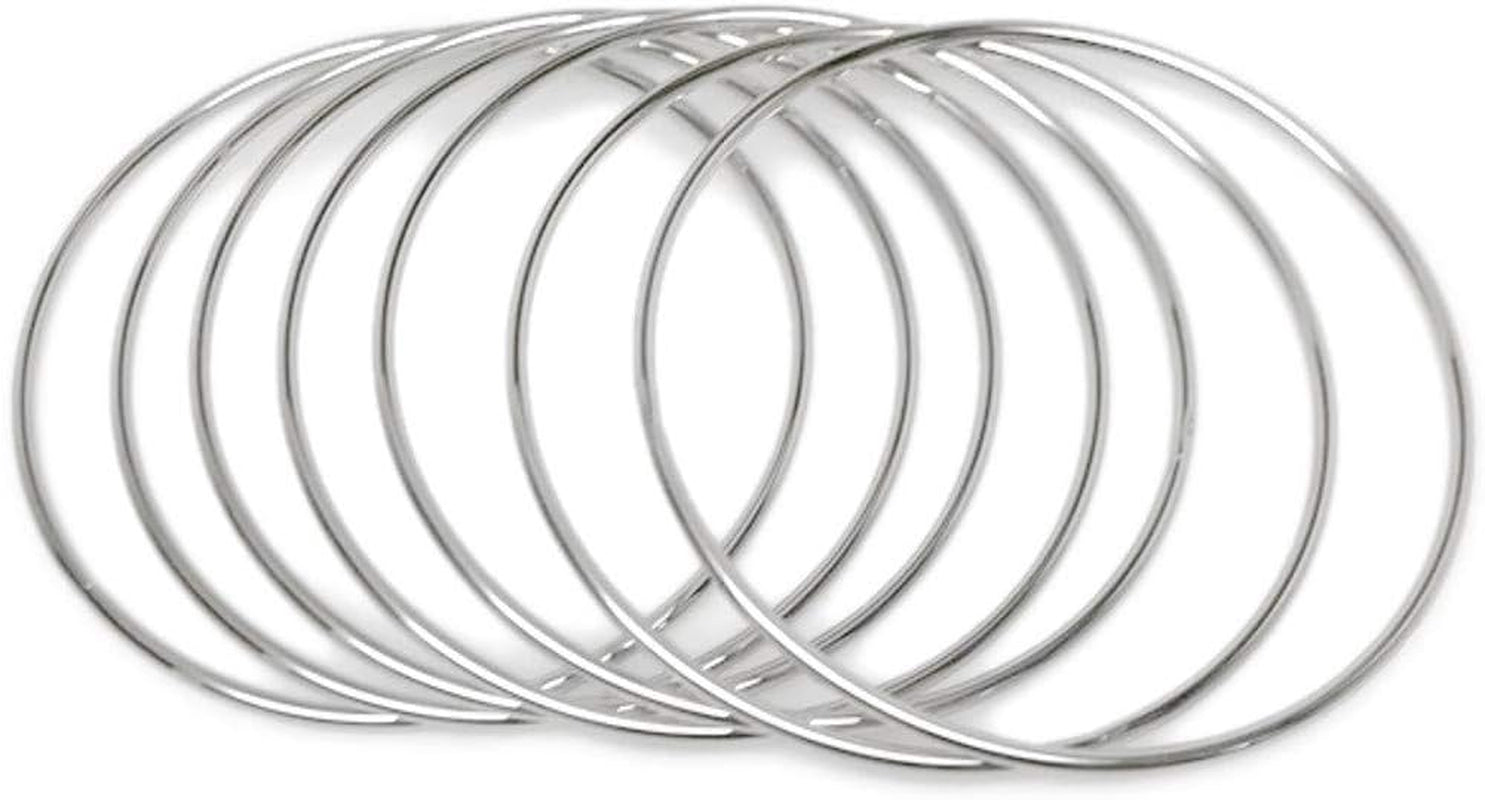 Loralyn Designs Thin Stainless Steel Bangle Bracelet Plain round Set of 7