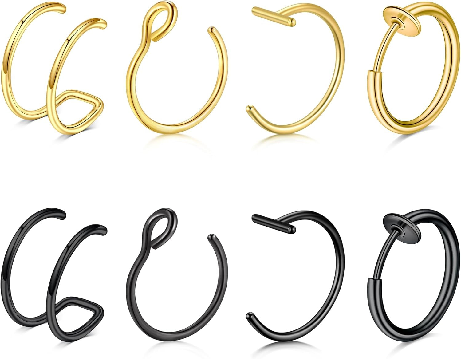 Briana Williams Fake Nose Ring Gold Fake Nose Rings for Women Clip on Fake Nose Piercing Non Piercing Faux Nose Piercing Jewelry