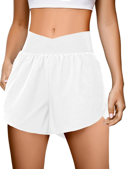 Crossover athletic shorts waistband fit demonstration