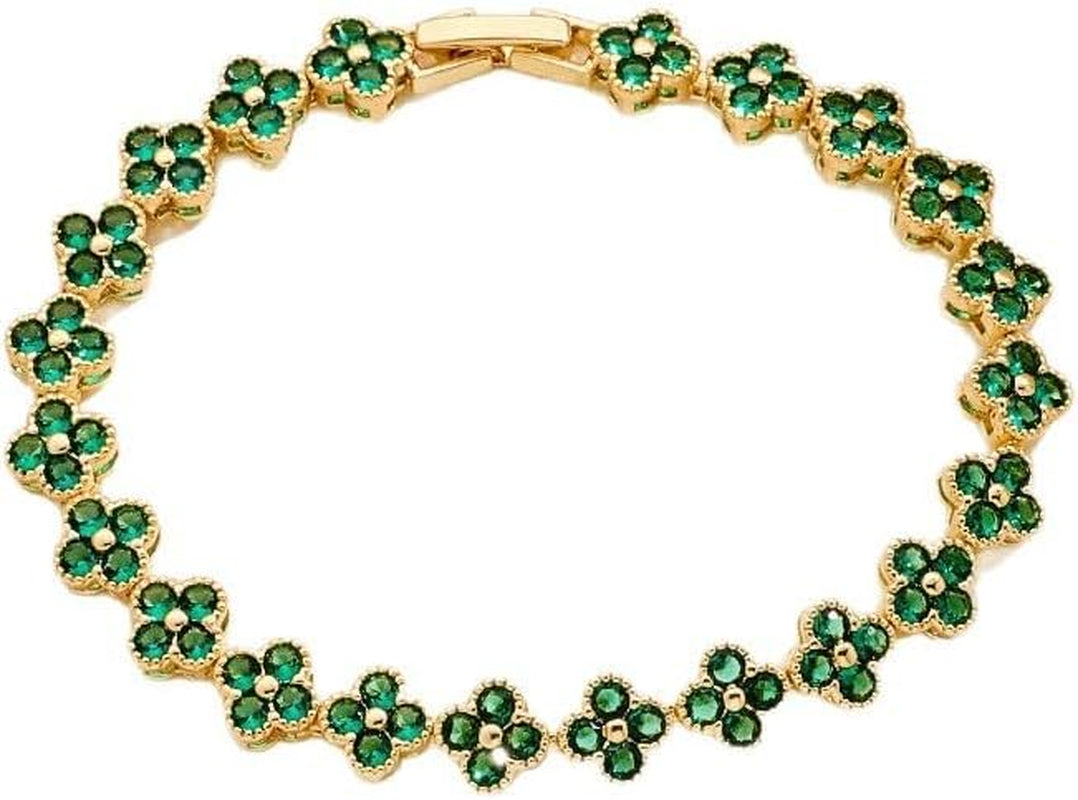 18K Gold-Plated Mother of Pearl Enamel, Adjustable Clover Lucky Bracelet for Women