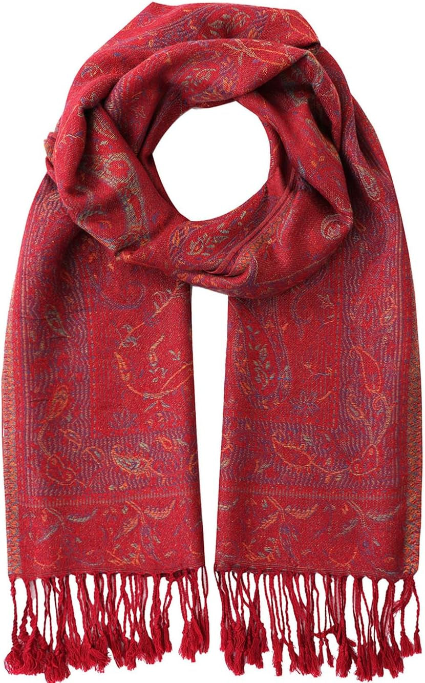 Umjetnost Womens Soft Silky Pashmina Rave Scarf Paisley Pattern Pashmina Shawl Wrap with Fringes