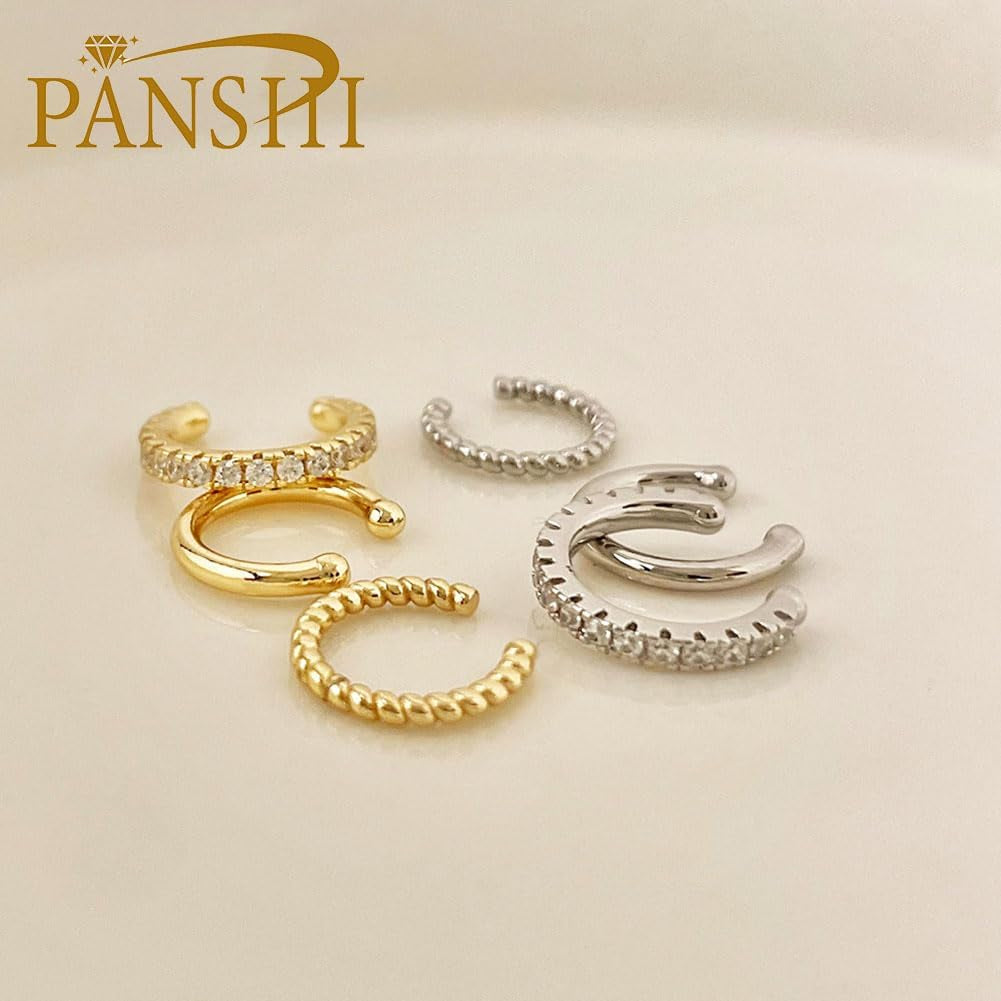 3Pcs Ear Cuffs Non Piercings, Teen Gifts Trendy Stuff Gold Silver Clip on Cuff Earrings Set Gifts for Teens Women Fashion Jewelry