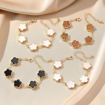 2 PCS Lucky Flower Bracelet Set for Women, Delicate Floral Chain Link, Cute and Classic Jewelry Accessory, Ideal for Daily Wear and All Occasions