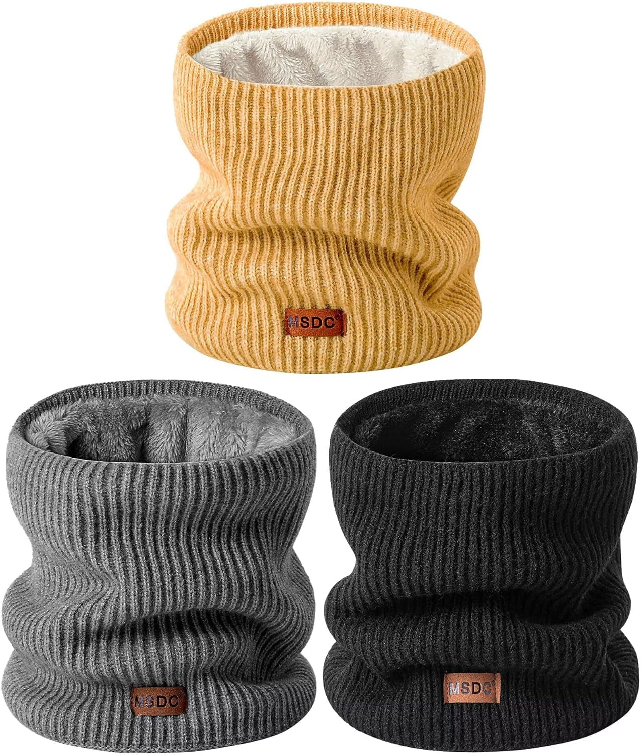 Winter Neck Gaiters for Men 3 Pack,Neck Warmer Men Women with Thermal Thick Warm Fleece Lined Cold Weather