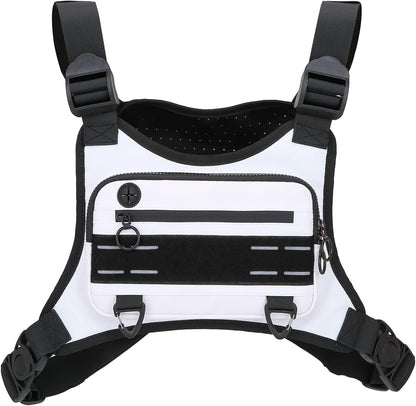 Close-up of adjustable shoulder straps on lightweight running chest pack