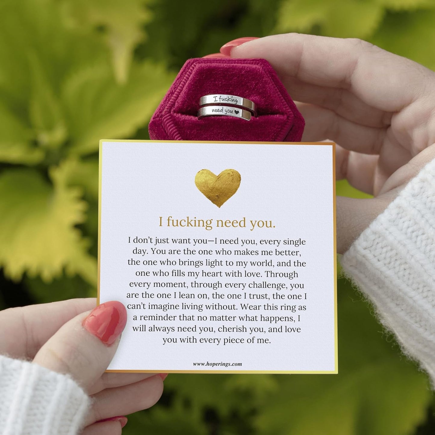 I F♡Cking Need You Ring by Hope Rings – 304 Stainless Steel Rings for Her – Adjustable Couples with Gift Box & Message Card – Tarnish Free Jewelry – Romantic Gift for Girlfriend or Boyfriend
