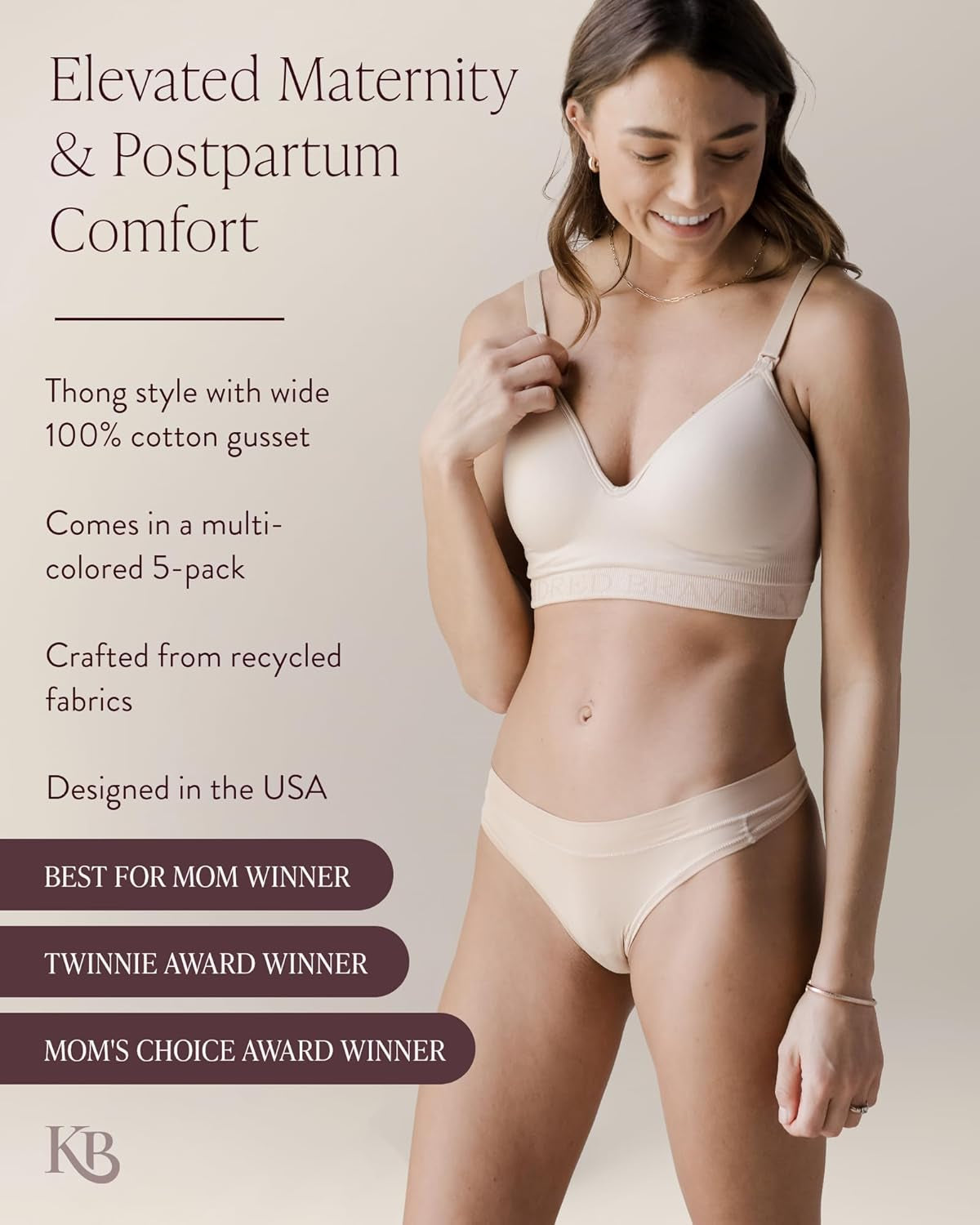 Close-up of comfortable waistband on Kindred Bravely postpartum thong